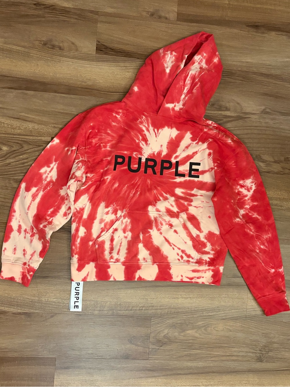 PURPLE BRAND Red and Cream Tie-Dye Pullover Hoodie